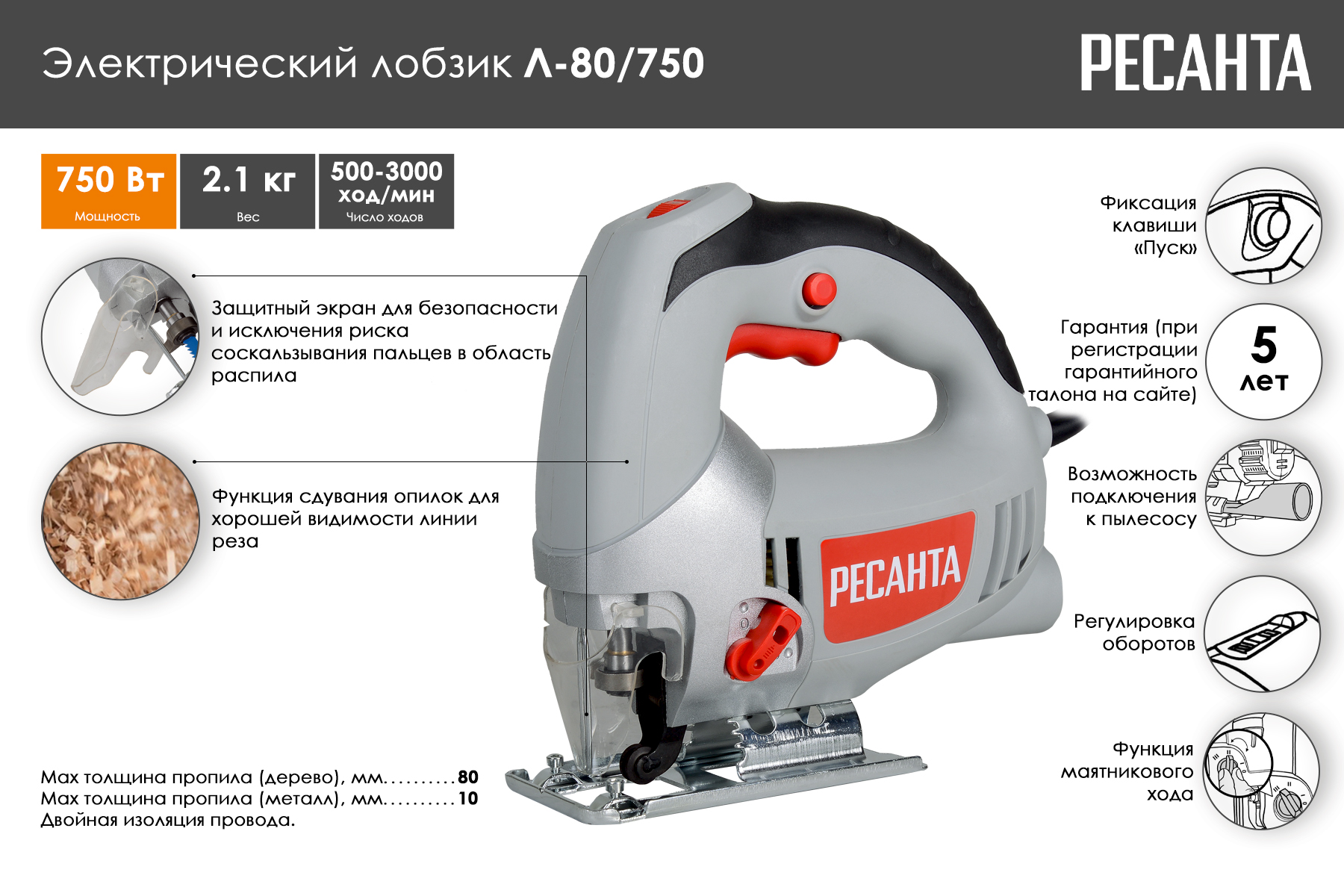 Лобзик Ресанта Л-80/750